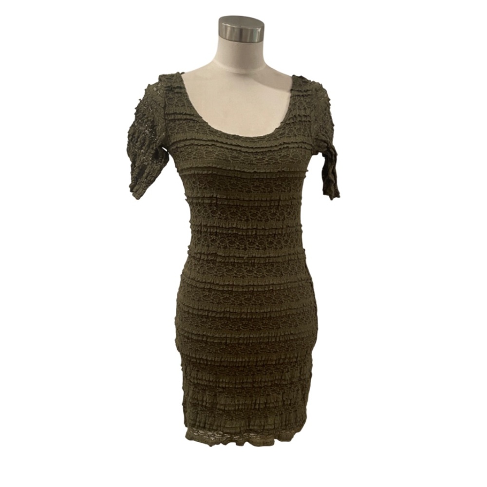 Hennes New army green lace Bodycon stretch mini dress 4